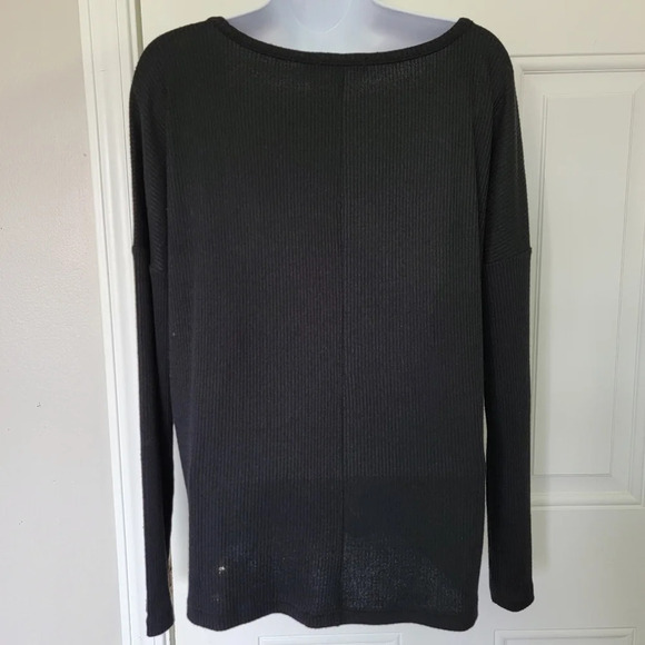 Rag & Bone Black Long Sleeve Ribbed Knit V Neck Shirt Light Sweater Size S - Picture 4 of 9